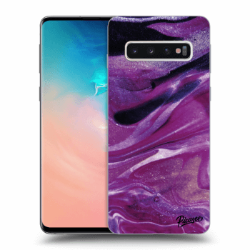 Picasee silikónový prehľadný obal pre Samsung Galaxy S10 G973 - Purple glitter
