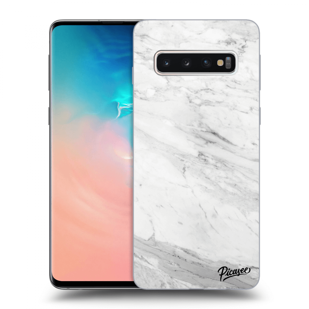 Picasee silikónový čierny obal pre Samsung Galaxy S10 G973 - White marble