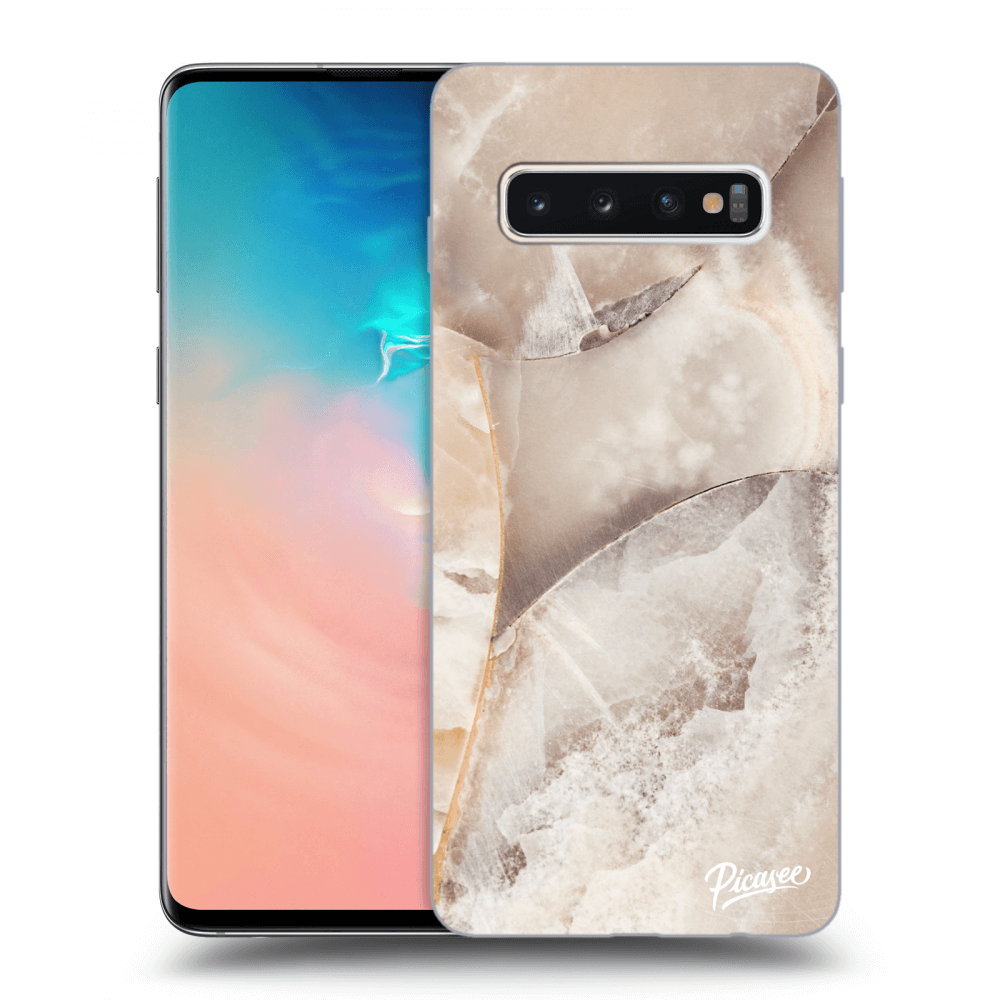 Picasee silikónový čierny obal pre Samsung Galaxy S10 G973 - Cream marble