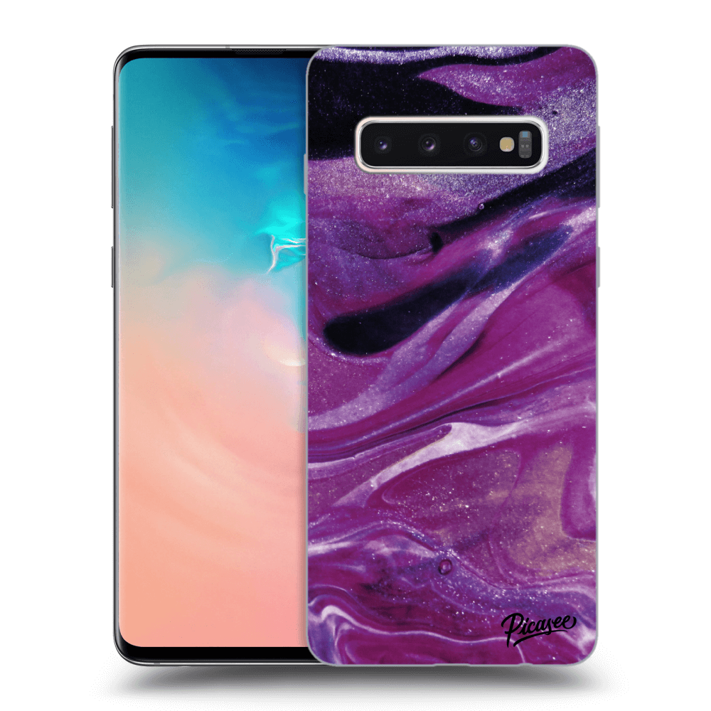 Picasee silikónový čierny obal pre Samsung Galaxy S10 G973 - Purple glitter