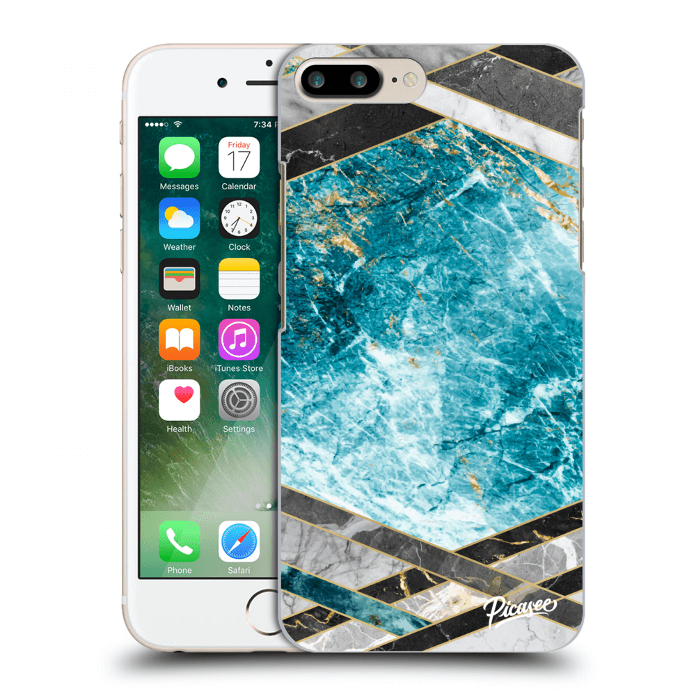 Picasee silikónový čierny obal pre Apple iPhone 8 Plus - Blue geometry