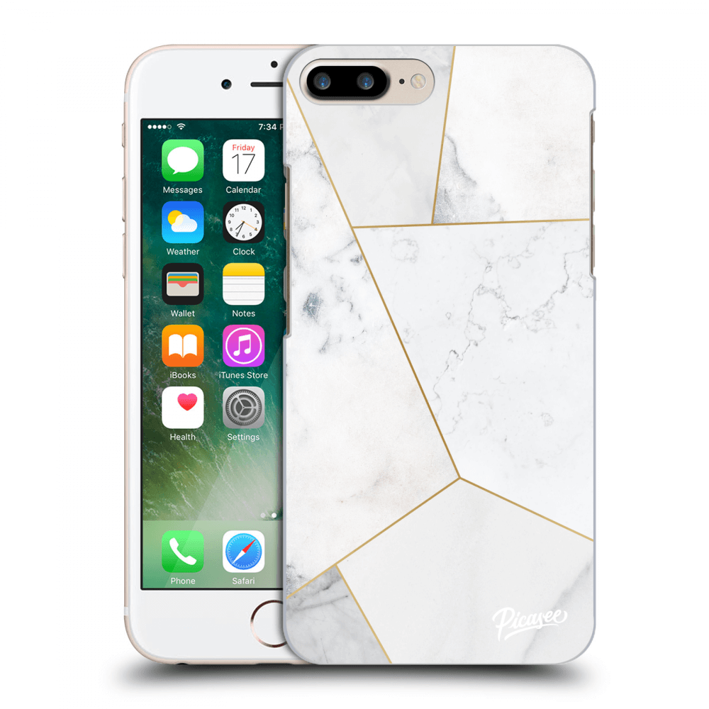 Picasee silikónový čierny obal pre Apple iPhone 8 Plus - White tile