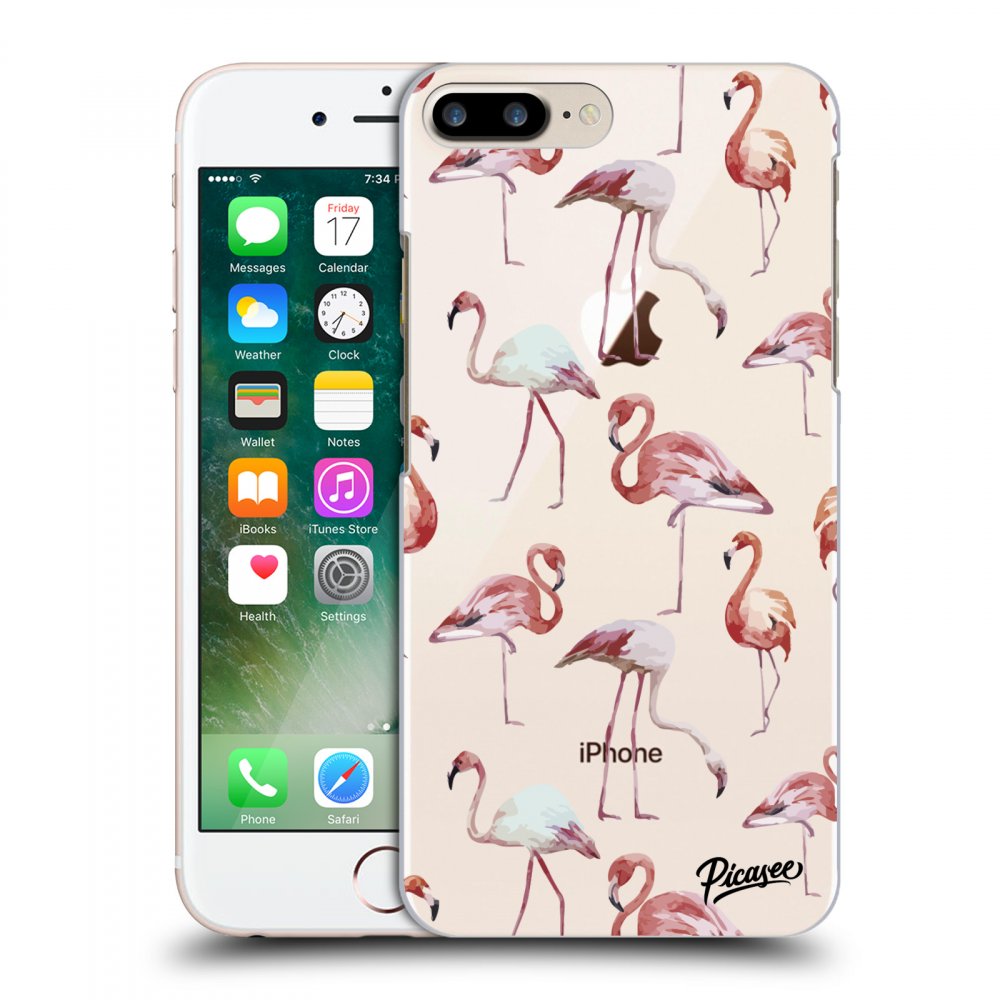 Picasee silikónový prehľadný obal pre Apple iPhone 8 Plus - Flamingos