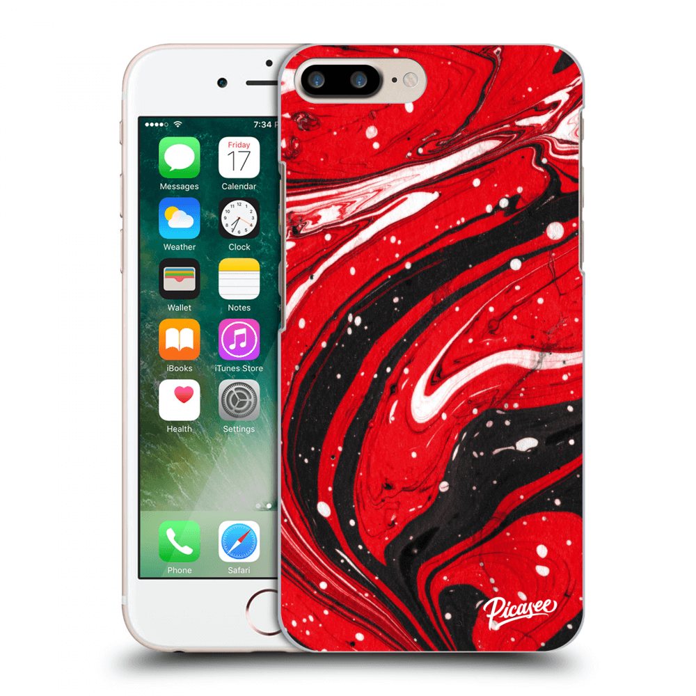 Picasee silikónový prehľadný obal pre Apple iPhone 8 Plus - Red black