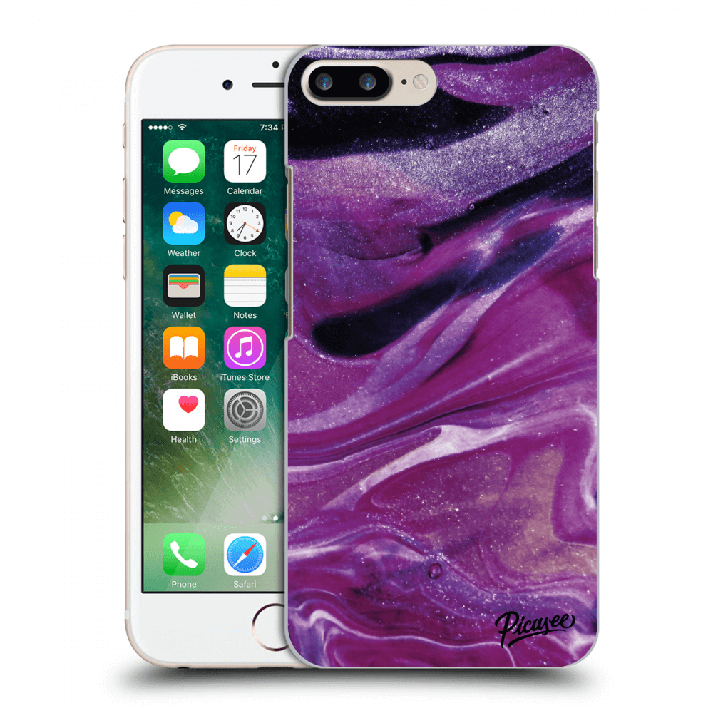 Picasee silikónový čierny obal pre Apple iPhone 8 Plus - Purple glitter
