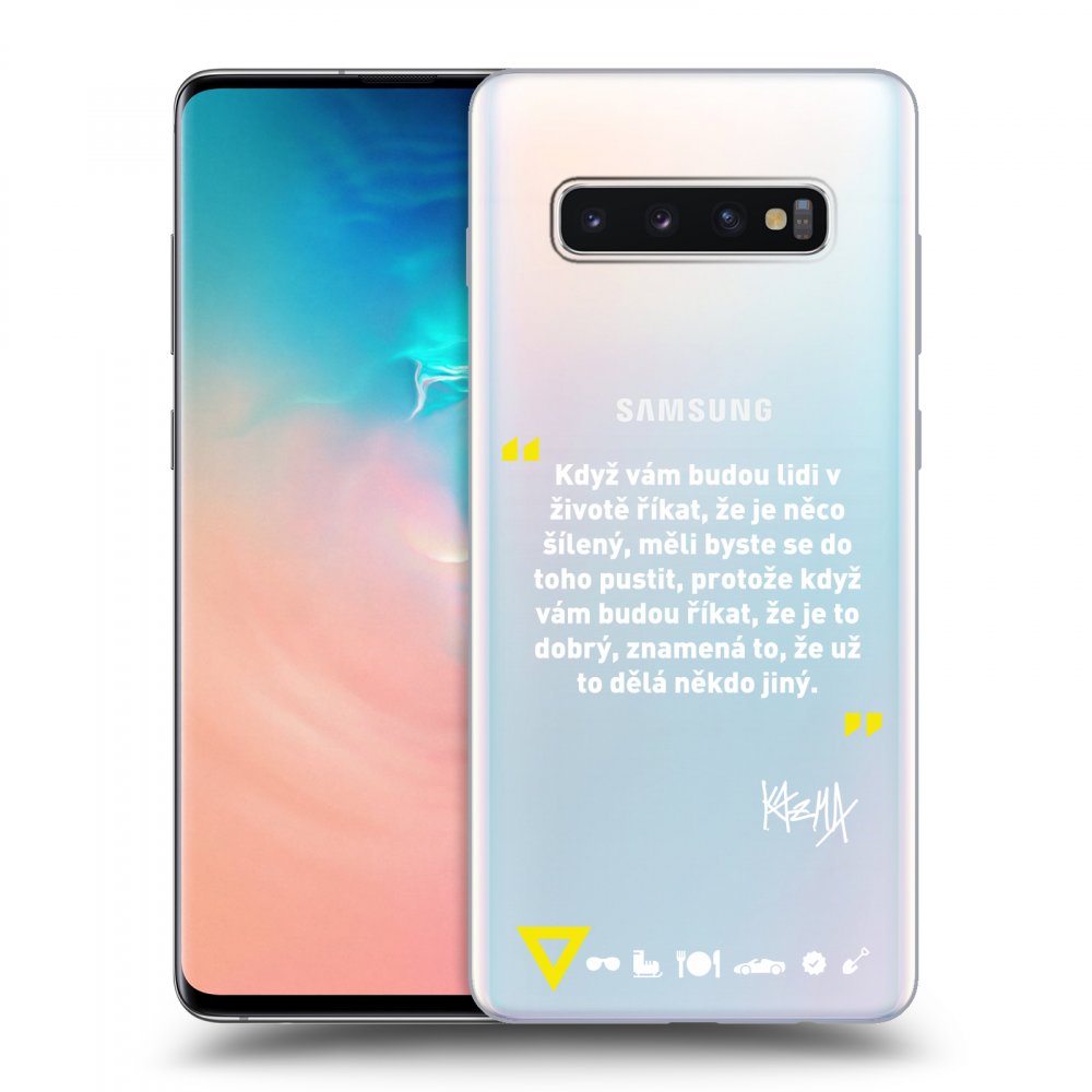 Picasee silikónový prehľadný obal pre Samsung Galaxy S10 Plus G975 - Kazma - MĚLI BYSTE SE DO TOHO PUSTIT