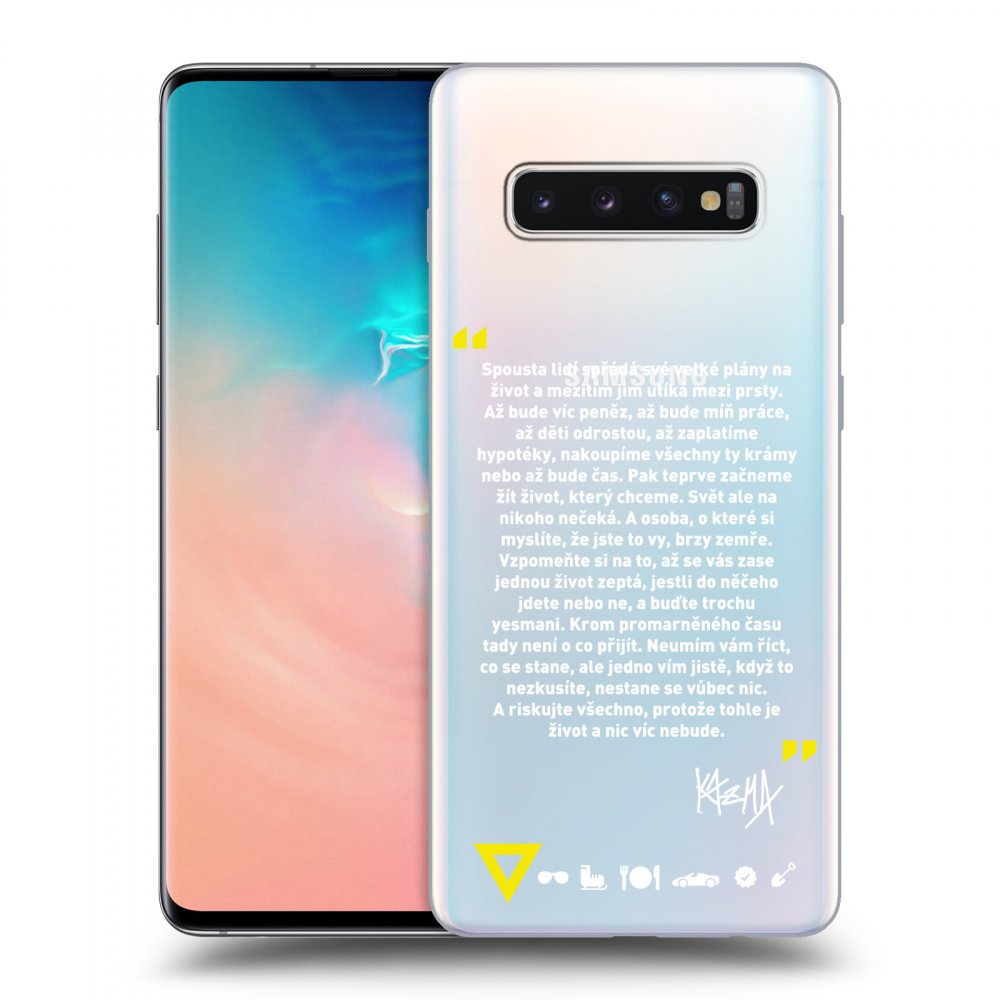 Picasee silikónový prehľadný obal pre Samsung Galaxy S10 Plus G975 - Kazma - BUĎTE TROCHU YESMANI