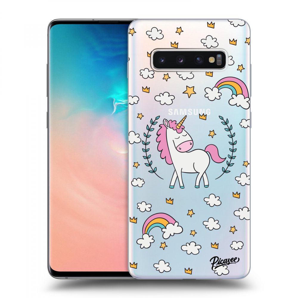 Picasee silikónový prehľadný obal pre Samsung Galaxy S10 Plus G975 - Unicorn star heaven