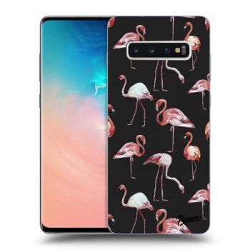 Picasee silikónový čierny obal pre Samsung Galaxy S10 Plus G975 - Flamingos