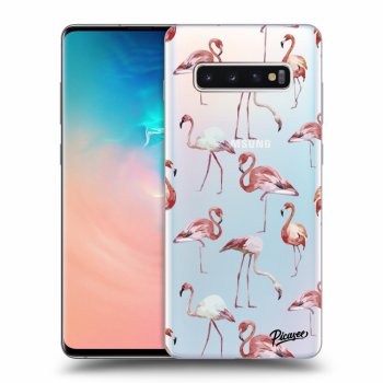 Picasee silikónový prehľadný obal pre Samsung Galaxy S10 Plus G975 - Flamingos