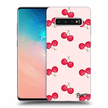 Picasee silikónový čierny obal pre Samsung Galaxy S10 Plus G975 - Cherries