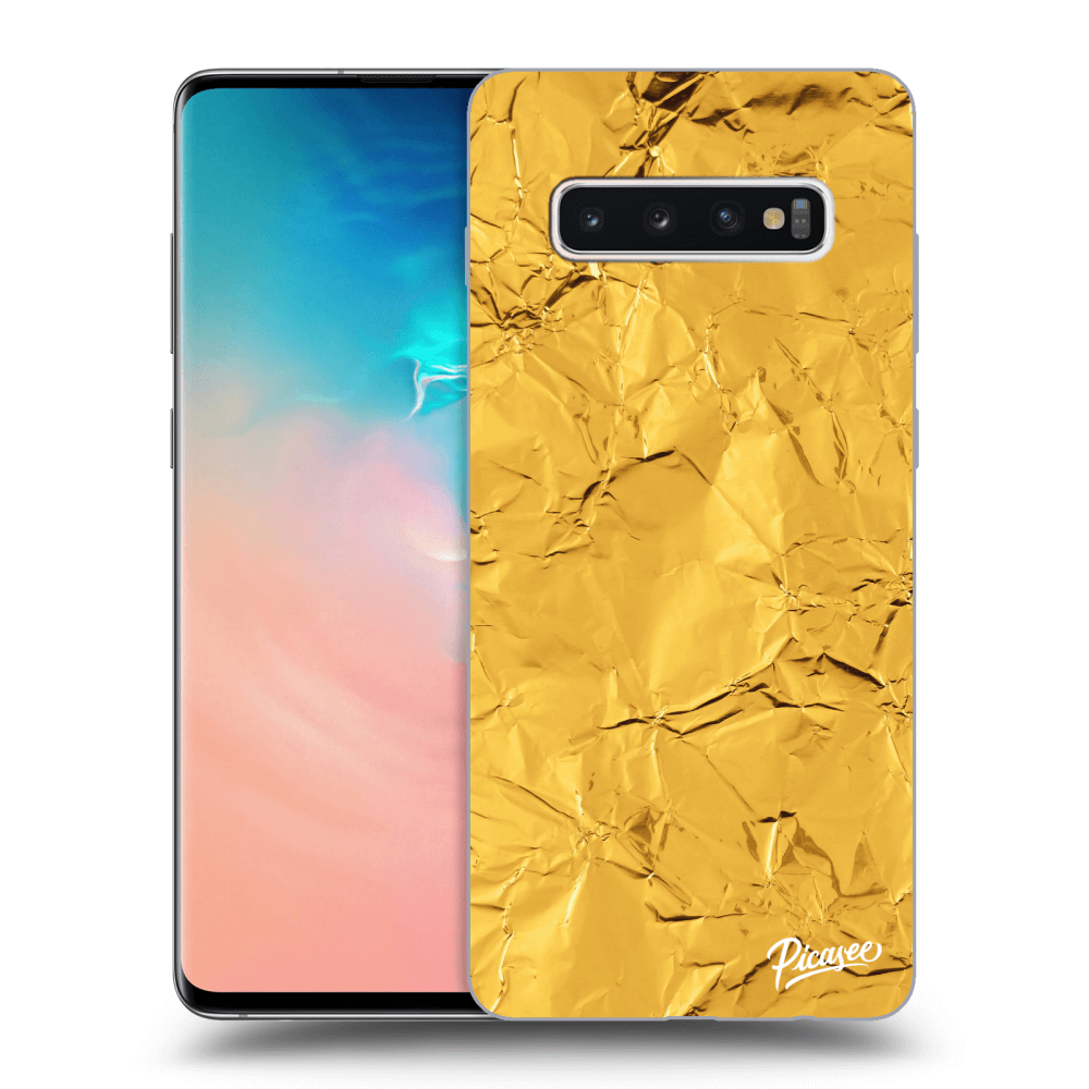 Picasee silikónový prehľadný obal pre Samsung Galaxy S10 Plus G975 - Gold