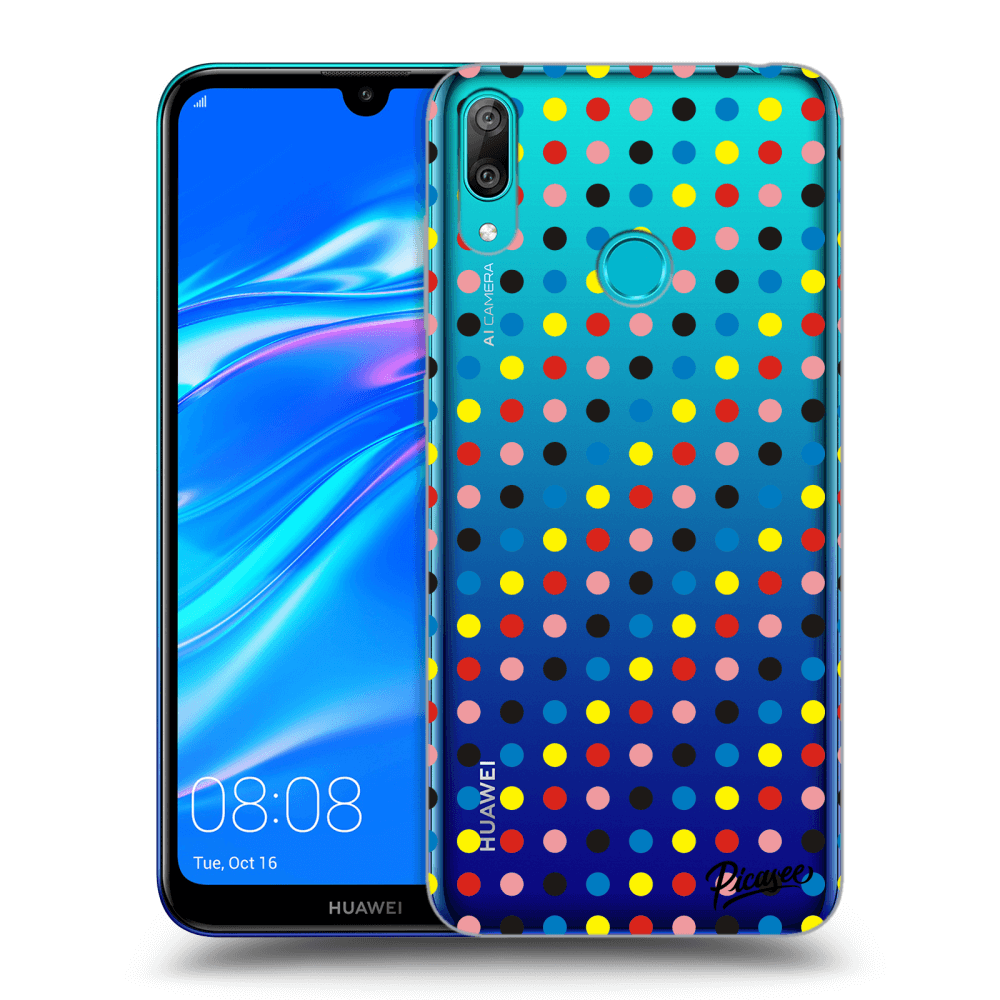 Picasee silikónový prehľadný obal pre Huawei Y7 2019 - Colorful dots