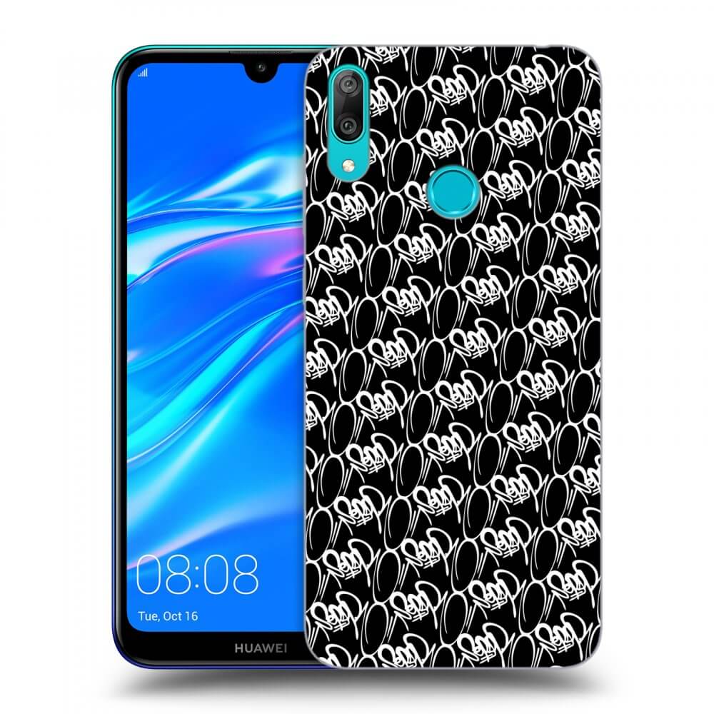 Picasee silikónový čierny obal pre Huawei Y7 2019 - Separ - White On Black 2