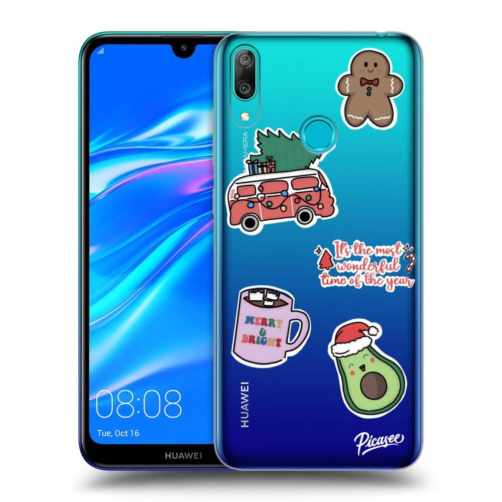 Picasee silikónový prehľadný obal pre Huawei Y7 2019 - Christmas Stickers