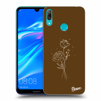 Picasee silikónový prehľadný obal pre Huawei Y7 2019 - Brown flowers