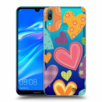 Picasee silikónový prehľadný obal pre Huawei Y7 2019 - Colored heart
