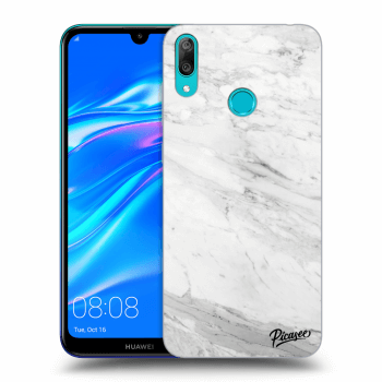 Picasee silikónový čierny obal pre Huawei Y7 2019 - White marble