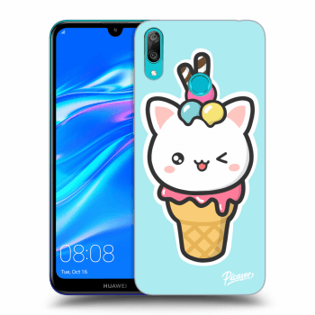 Picasee silikónový čierny obal pre Huawei Y7 2019 - Ice Cream Cat