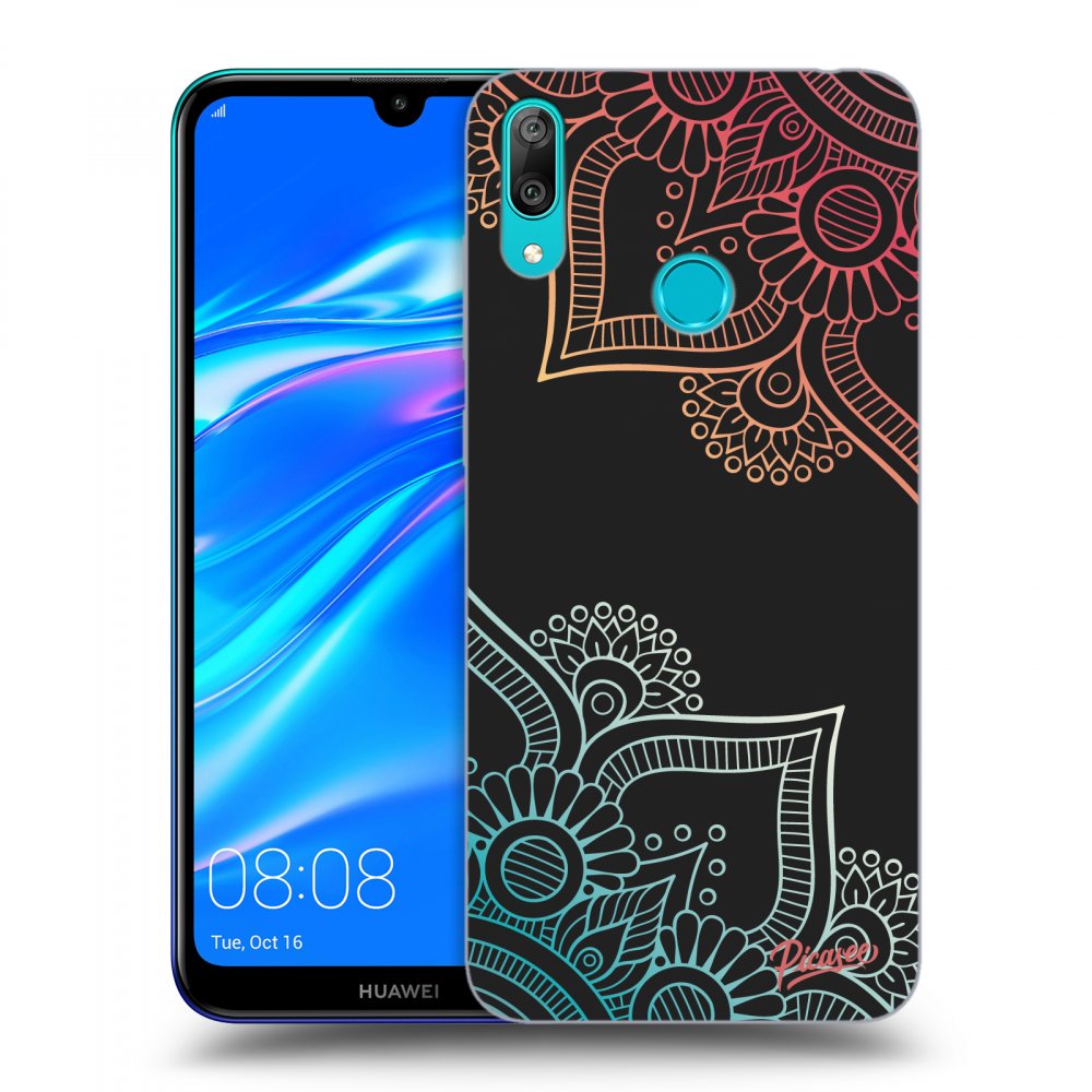 Picasee silikónový čierny obal pre Huawei Y7 2019 - Flowers pattern