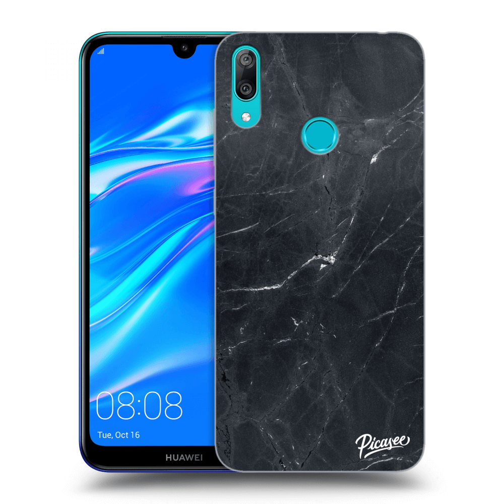 Picasee silikónový čierny obal pre Huawei Y7 2019 - Black marble