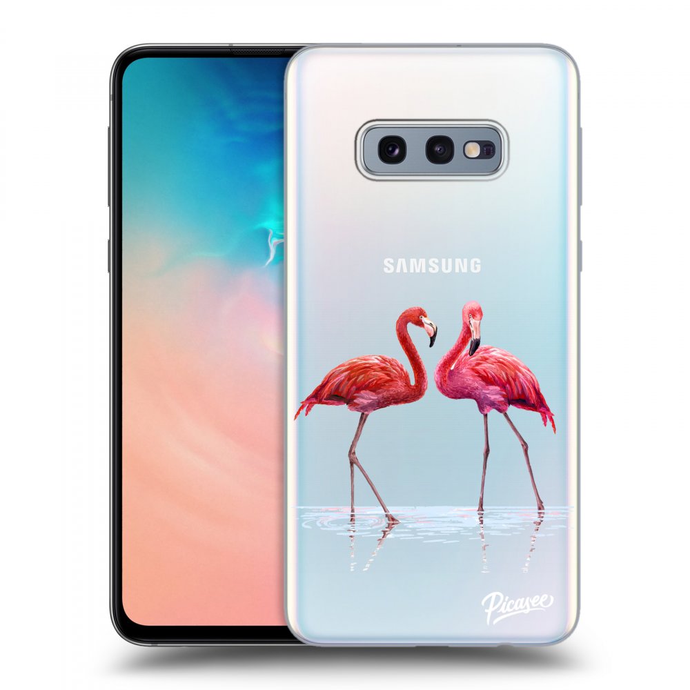 Picasee silikónový prehľadný obal pre Samsung Galaxy S10e G970 - Flamingos couple