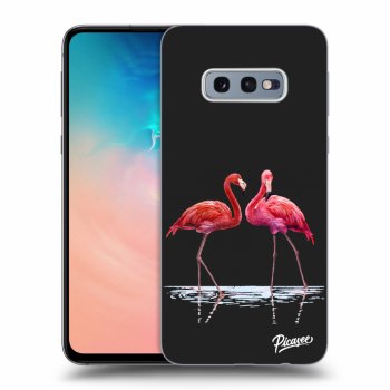 Picasee silikónový čierny obal pre Samsung Galaxy S10e G970 - Flamingos couple
