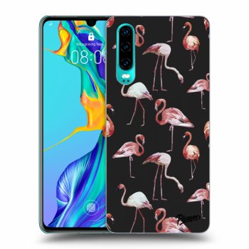 Picasee silikónový čierny obal pre Huawei P30 - Flamingos