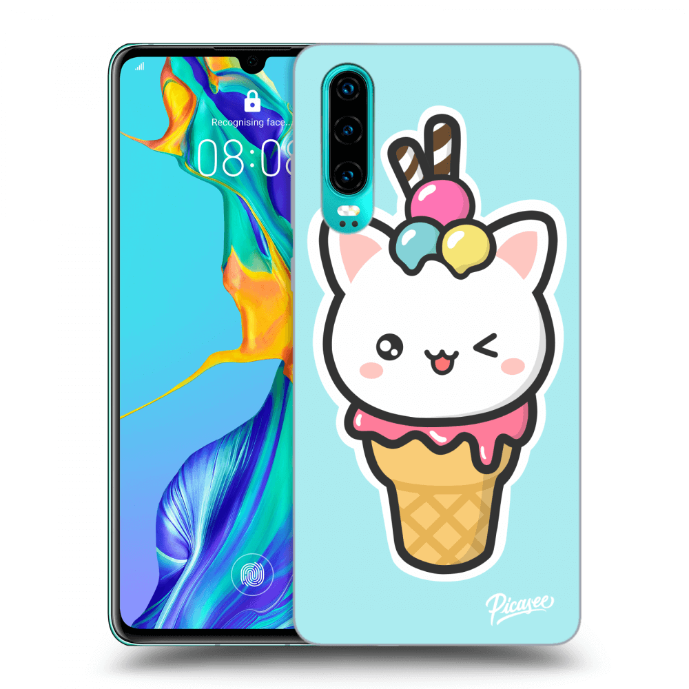 Picasee silikónový prehľadný obal pre Huawei P30 - Ice Cream Cat