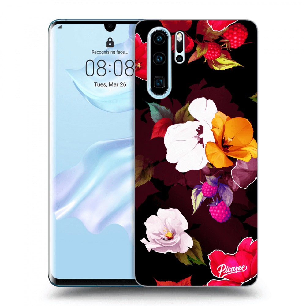 Picasee silikónový čierny obal pre Huawei P30 Pro - Flowers and Berries