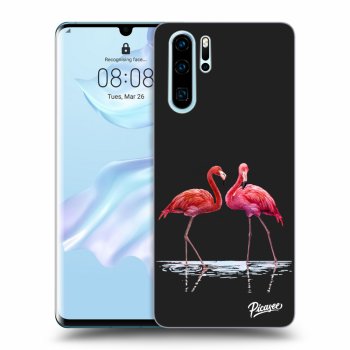 Picasee silikónový čierny obal pre Huawei P30 Pro - Flamingos couple