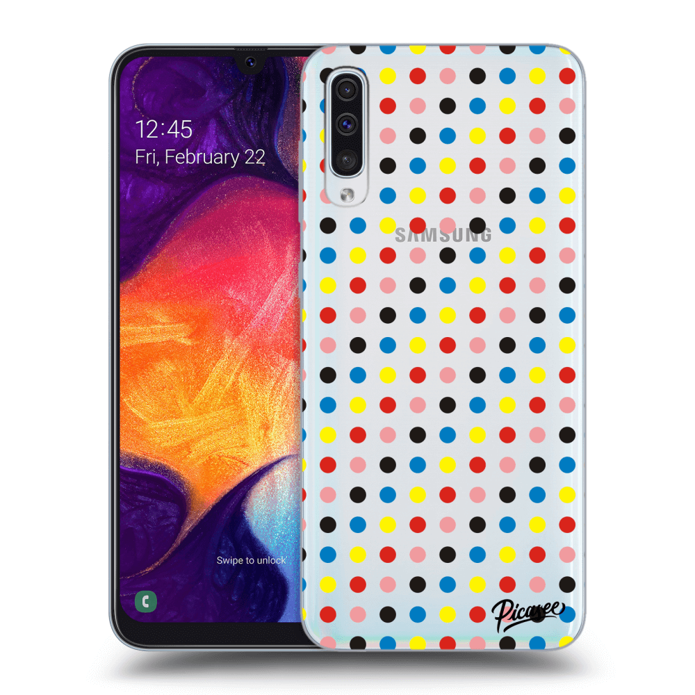 Picasee silikónový prehľadný obal pre Samsung Galaxy A50 A505F - Colorful dots