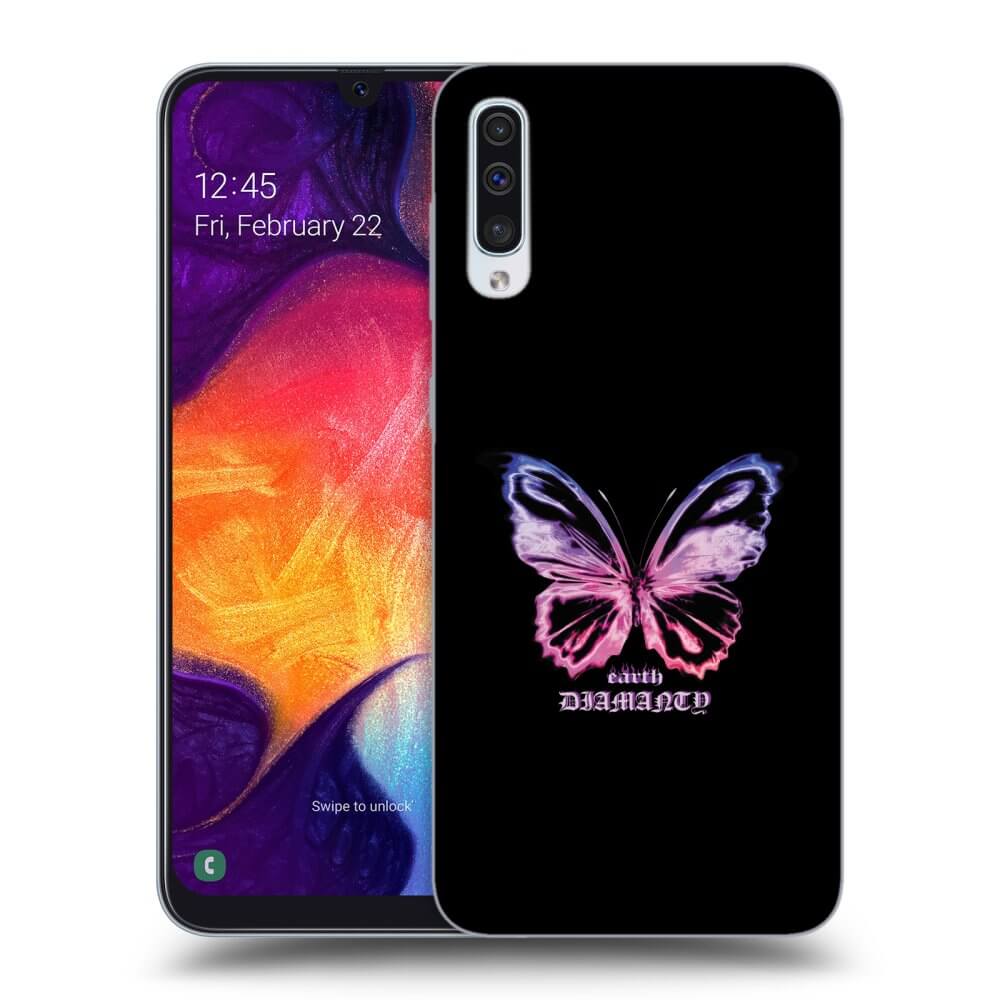 Picasee silikónový čierny obal pre Samsung Galaxy A50 A505F - Diamanty Purple