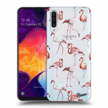 Picasee silikónový prehľadný obal pre Samsung Galaxy A50 A505F - Flamingos