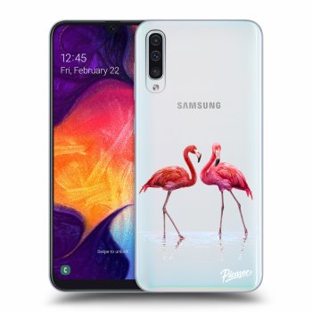 Picasee silikónový prehľadný obal pre Samsung Galaxy A50 A505F - Flamingos couple