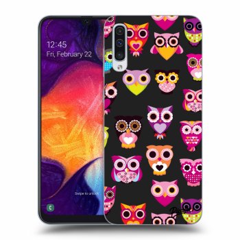 Picasee silikónový čierny obal pre Samsung Galaxy A50 A505F - Owls