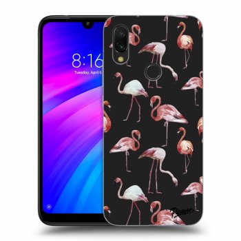 Picasee silikónový čierny obal pre Xiaomi Redmi 7 - Flamingos