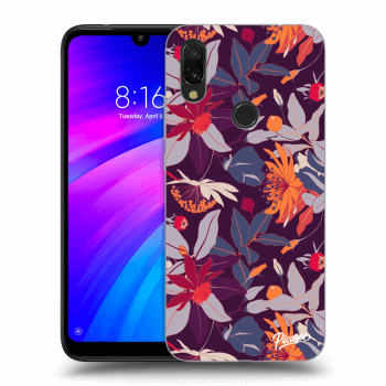 Picasee silikónový čierny obal pre Xiaomi Redmi 7 - Purple Leaf