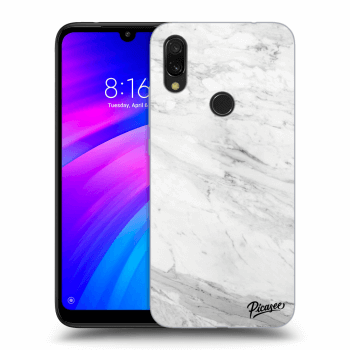 Picasee silikónový čierny obal pre Xiaomi Redmi 7 - White marble