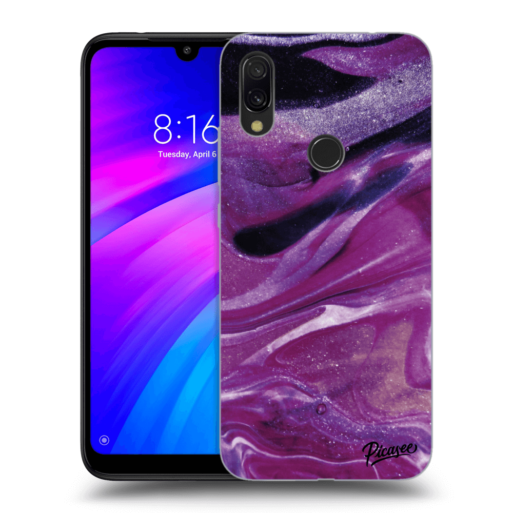 Picasee silikónový čierny obal pre Xiaomi Redmi 7 - Purple glitter