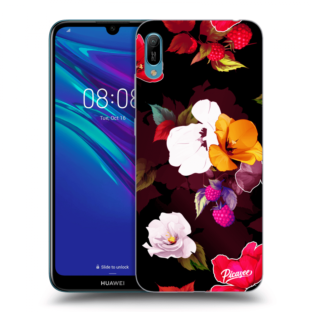 Picasee silikónový čierny obal pre Huawei Y6 2019 - Flowers and Berries