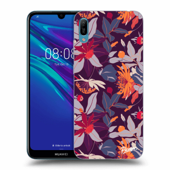 Picasee silikónový čierny obal pre Huawei Y6 2019 - Purple Leaf