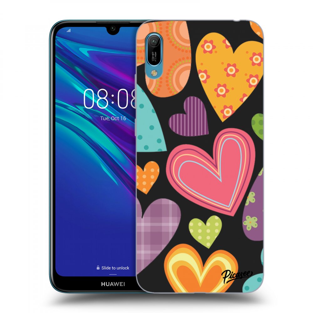 Picasee silikónový čierny obal pre Huawei Y6 2019 - Colored heart