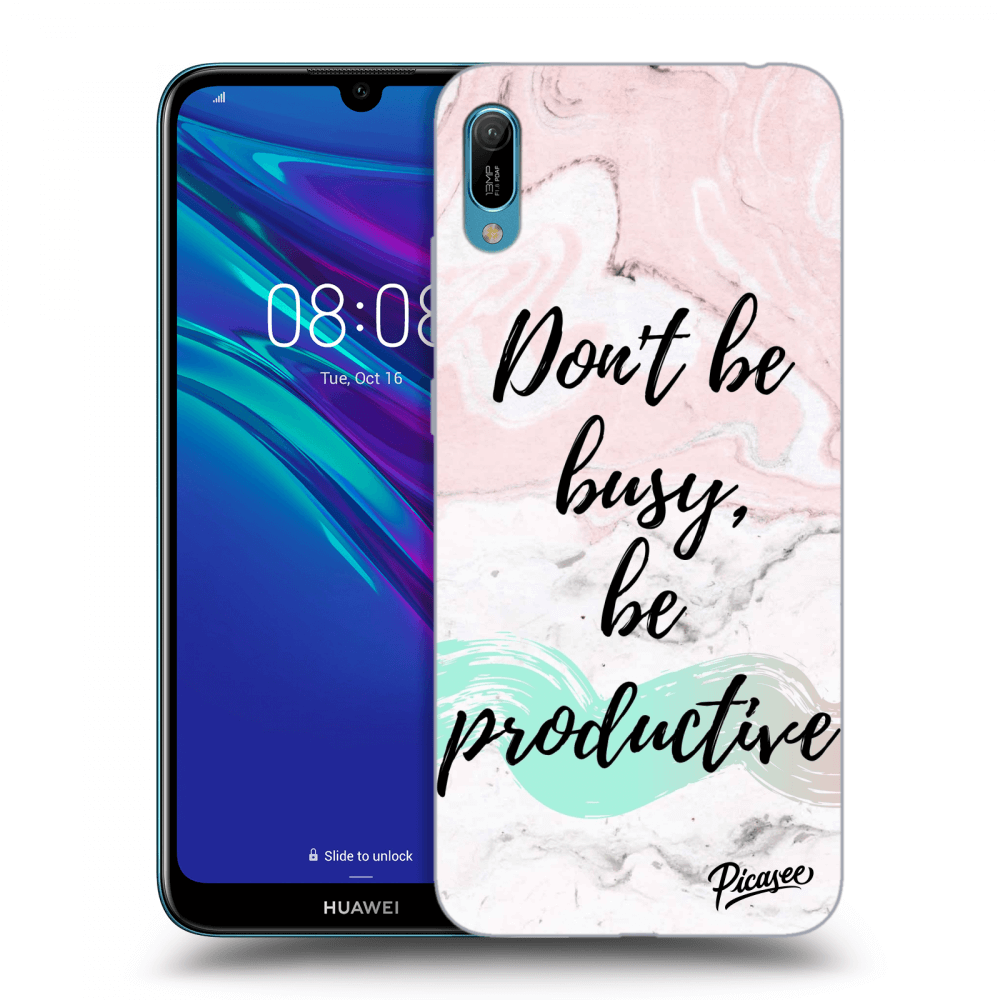 Picasee silikónový čierny obal pre Huawei Y6 2019 - Don't be busy, be productive
