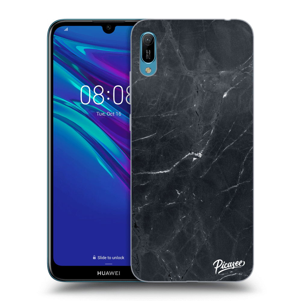 Picasee silikónový čierny obal pre Huawei Y6 2019 - Black marble