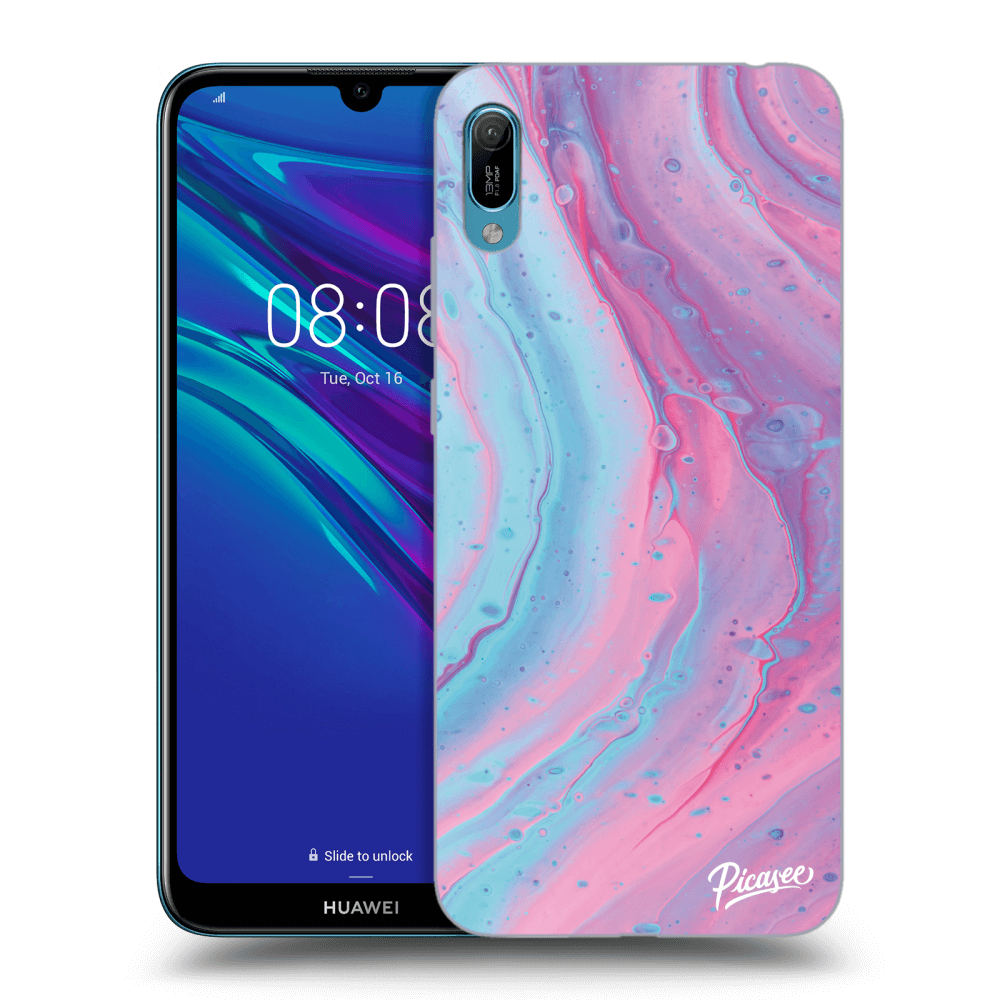 Picasee silikónový prehľadný obal pre Huawei Y6 2019 - Pink liquid