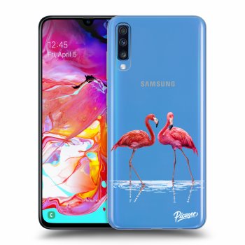 Picasee silikónový prehľadný obal pre Samsung Galaxy A70 A705F - Flamingos couple