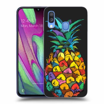 Picasee silikónový čierny obal pre Samsung Galaxy A40 A405F - Pineapple