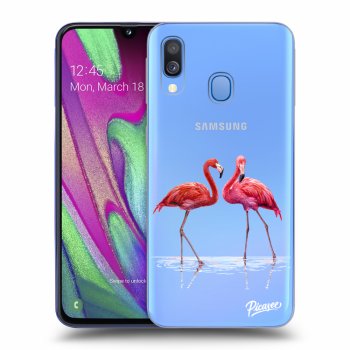 Picasee silikónový prehľadný obal pre Samsung Galaxy A40 A405F - Flamingos couple