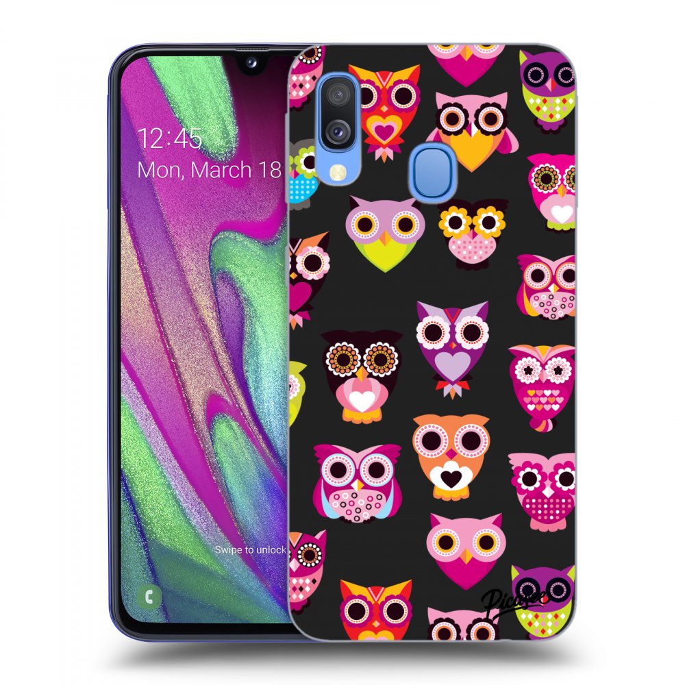 Picasee silikónový čierny obal pre Samsung Galaxy A40 A405F - Owls